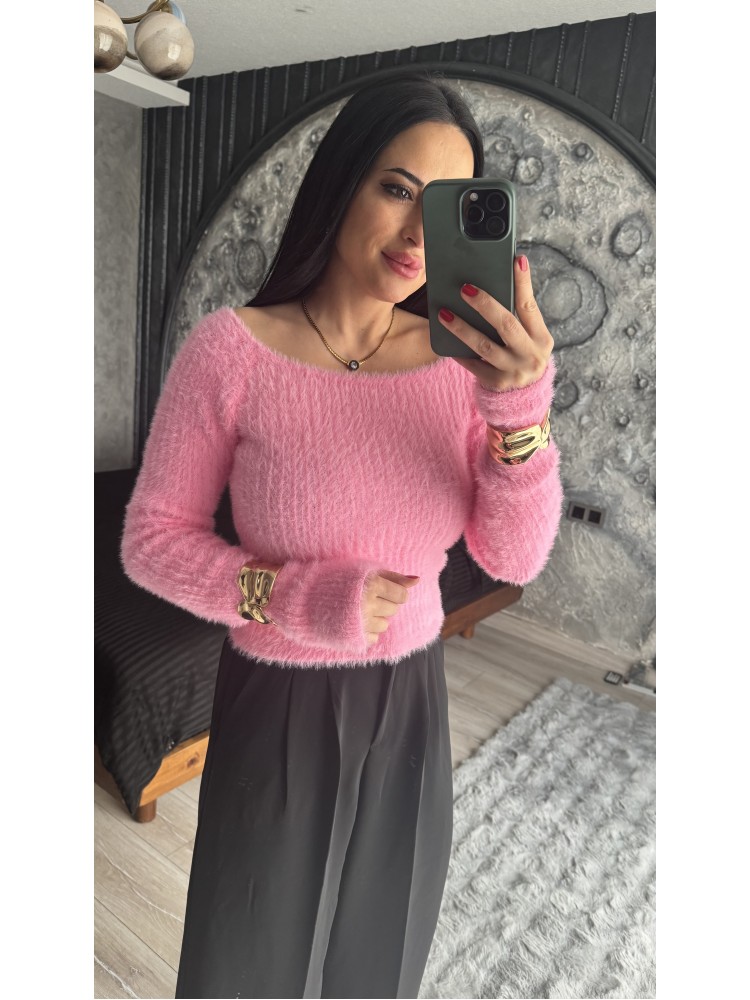 Pervin Çelik Kadın Premium Kalite Ekru Kayık Yaka Yumoş Triko Kazak
