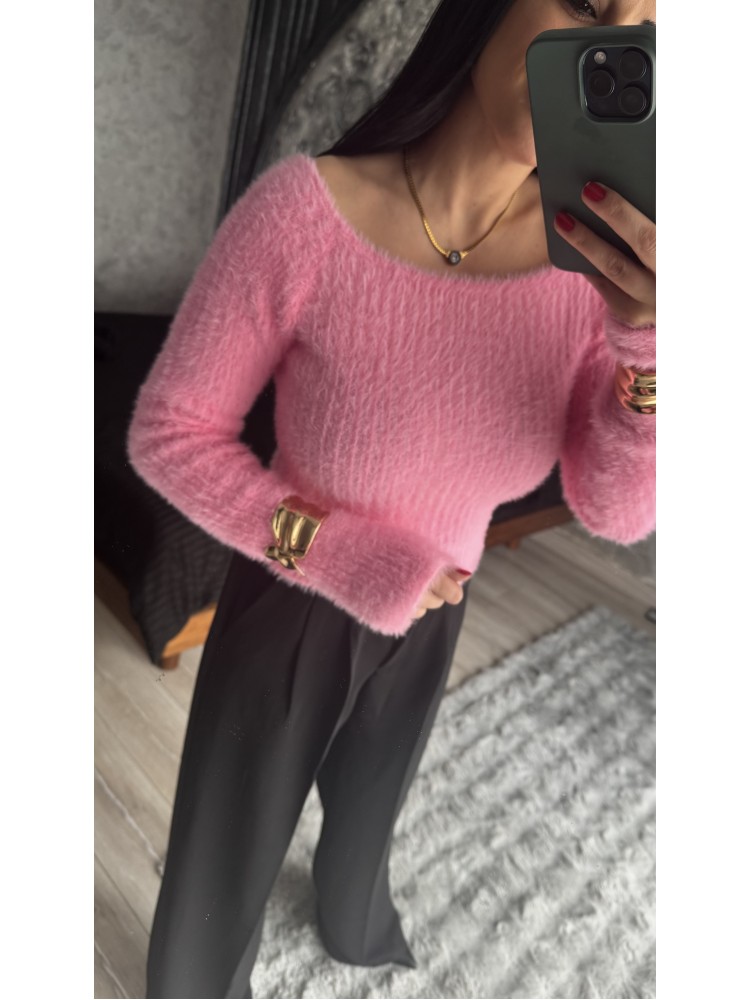 Pervin Çelik Kadın Premium Kalite Ekru Kayık Yaka Yumoş Triko Kazak
