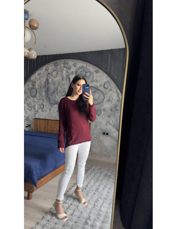 Pervin Çelik Kadın Premium Kalite Bordo Merserize Bluz