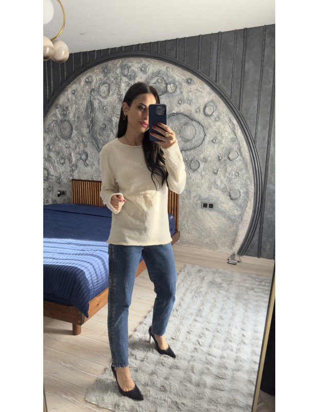 Pervin Çelik Kadın Premium Kalite Ekru Merserize Bluz 