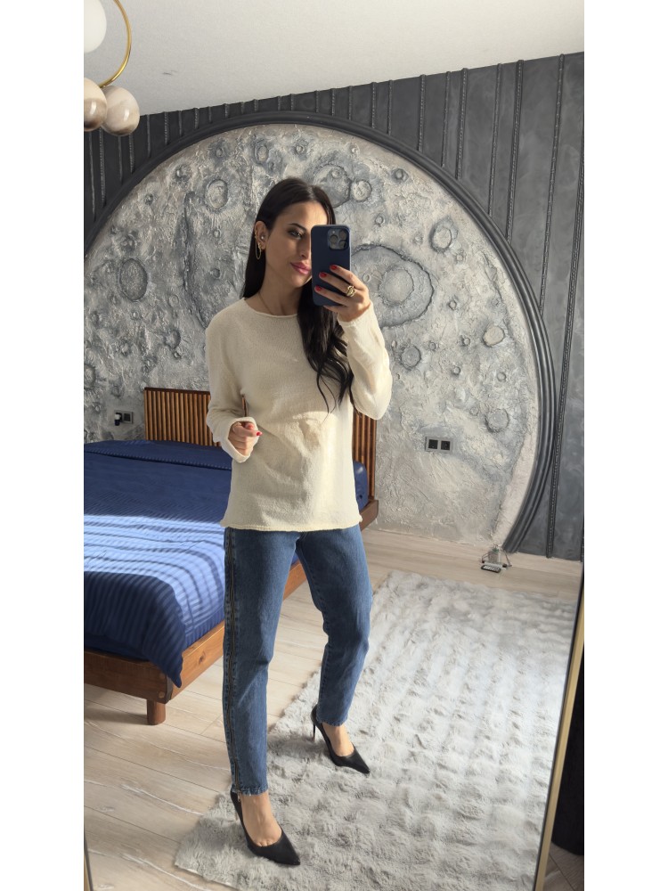 Pervin Çelik Kadın Premium Kalite Ekru Merserize Bluz