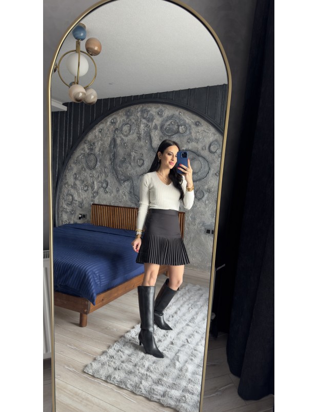 Pervin Çelik Kadın Premium Kalite  Krem V Yaka Triko Kazak