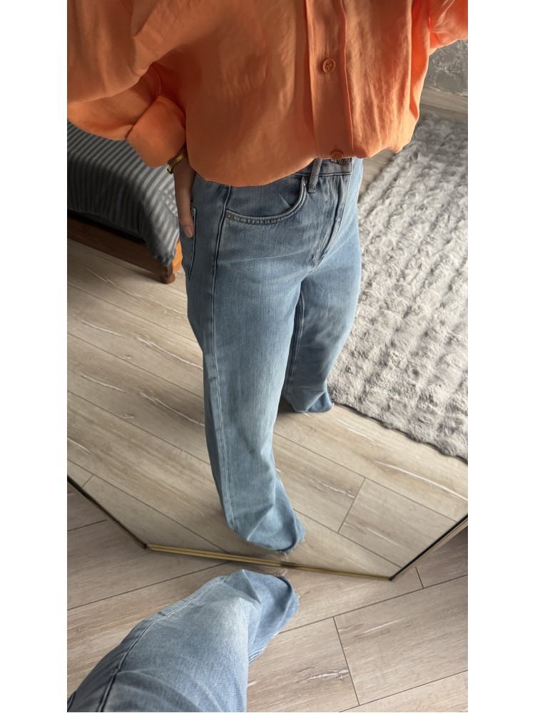 Pervin Çelik Kadın Premium Kalite Mavi Zara Kesik Paça Jean