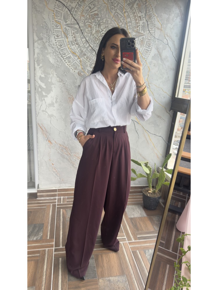 Pervin Çelik Kadın Premium Kalite Bordo Palazzo