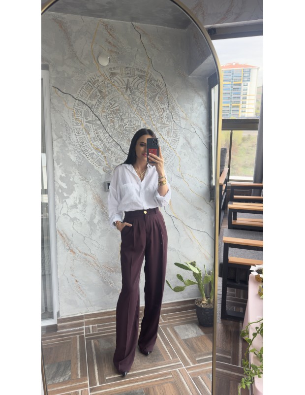 Pervin Çelik Kadın Premium Kalite Bordo Palazzo 