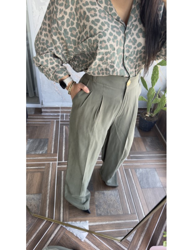 Pervin Çelik Kadın Premium Kalite Çağla Yeşili Palazzo