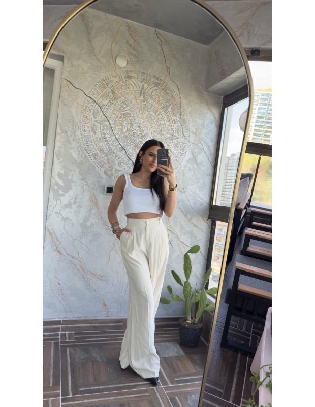 Pervin Çelik Kadın Premium Kalite Beyaz Palazzo