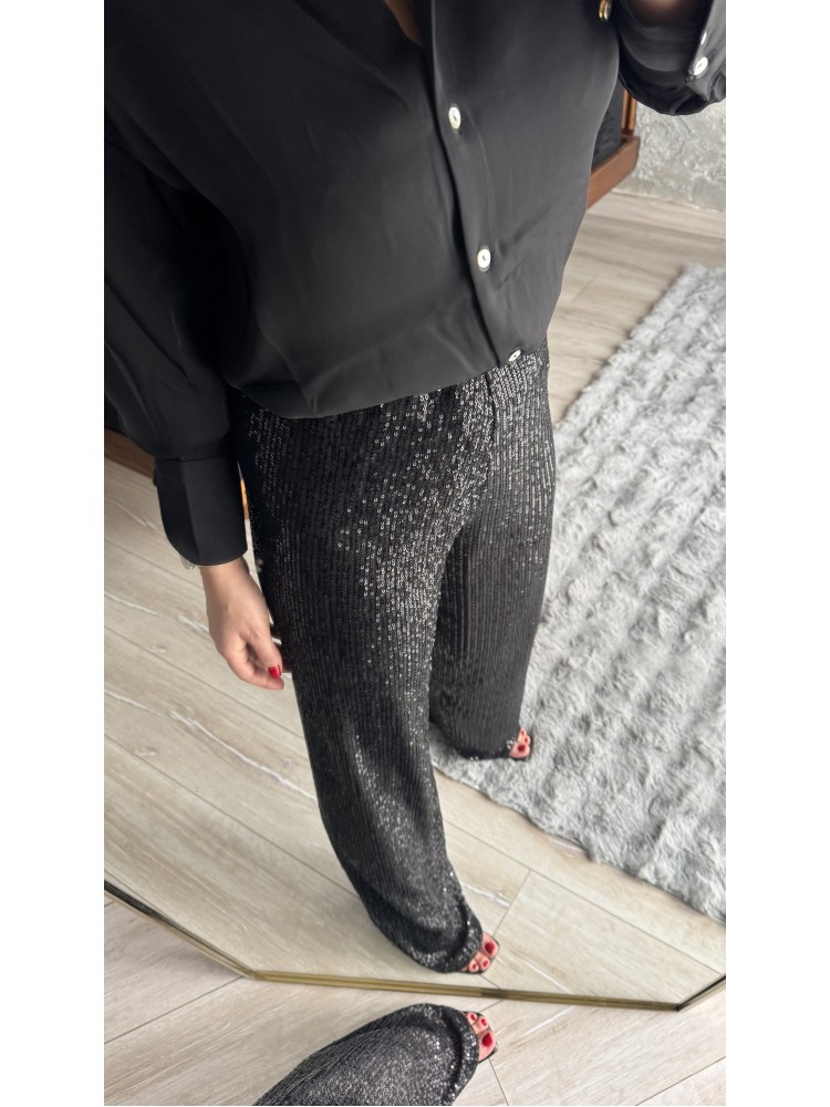 Pervin Çelik Kadın Premium Kalite Siyah Pullu İçi Astarlı Pantolon