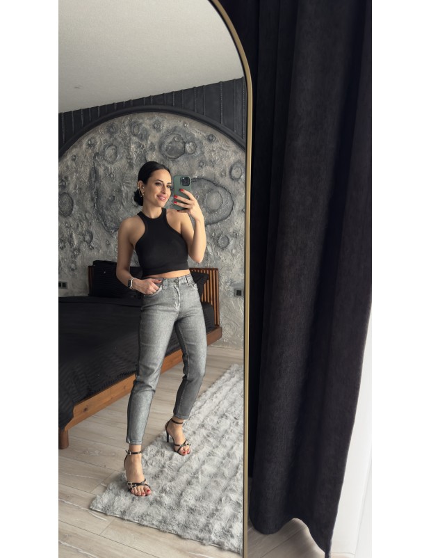 Pervin Çelik Kadın Premium Kalite GÜmüş Tasarım Jean Pantolon