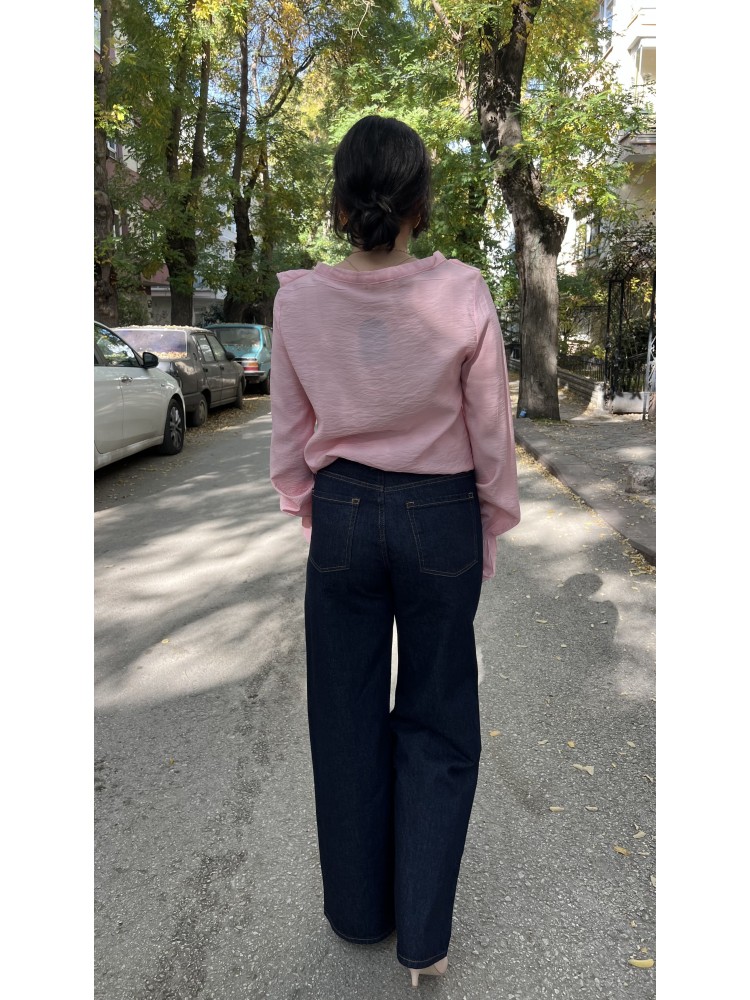 Lacivert Zara Orijinal Marka Zincir Detaylı Jean Pantolon