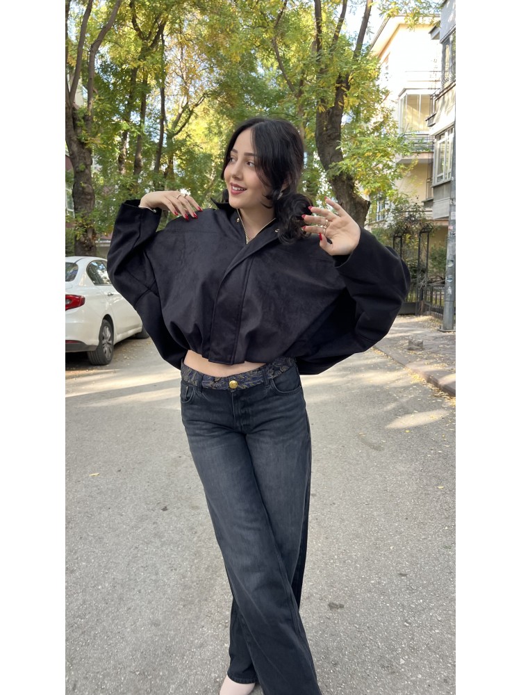 Füme Zara Orijinal Marka Vintage Bel Detaylı Jean Pantolon