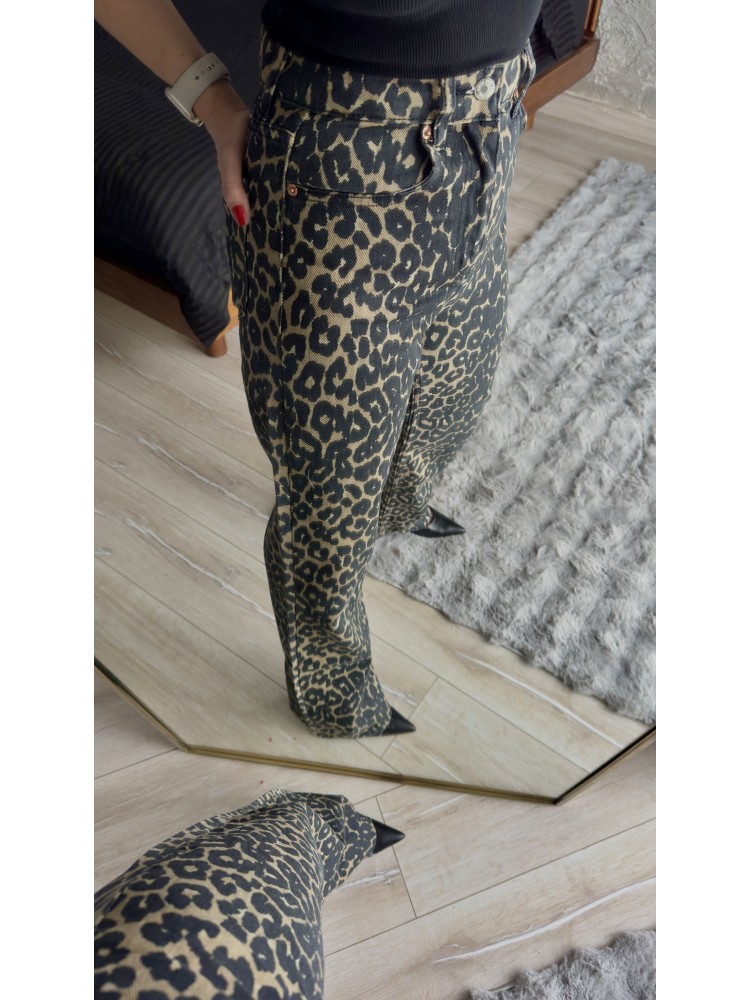 Pervin Çelik Kadın Premium Kalite Orijinal Marka Leopar Jean Pantolon