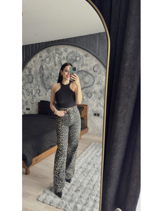   Pervin Çelik Kadın Premium Kalite Orijinal Marka Leopar Jean Pantolon 