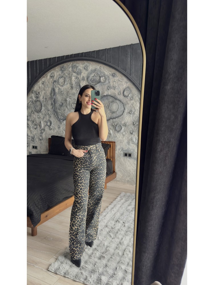 Pervin Çelik Kadın Premium Kalite Orijinal Marka Leopar Jean Pantolon