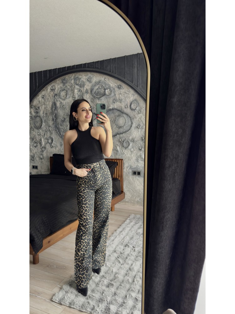 Pervin Çelik Kadın Premium Kalite Orijinal Marka Leopar Jean Pantolon