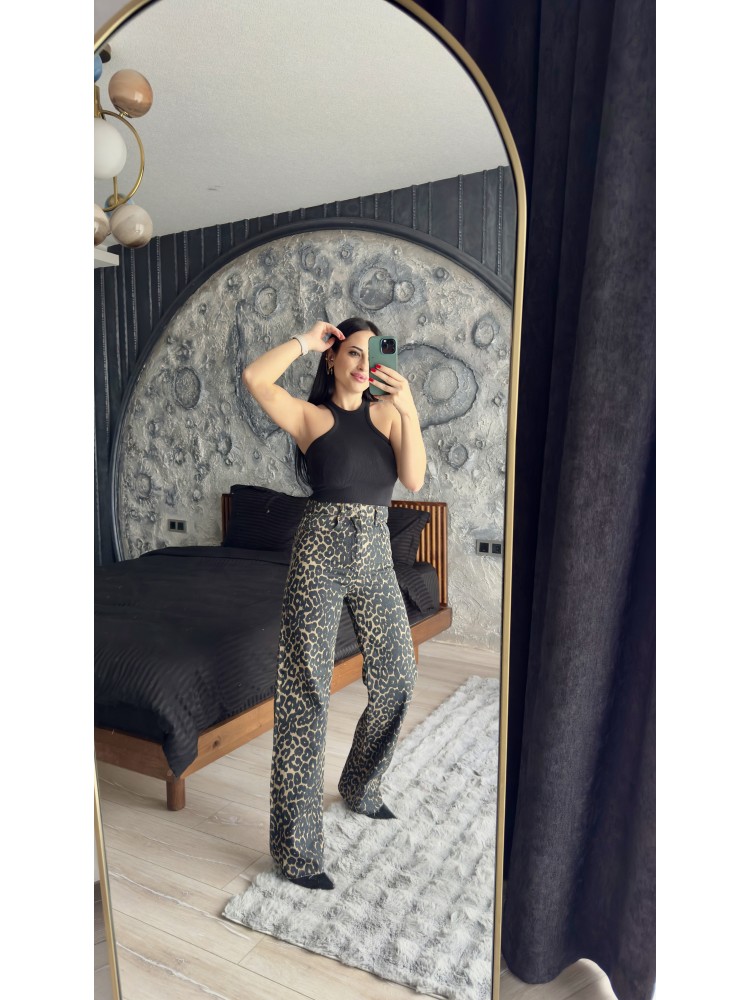 Pervin Çelik Kadın Premium Kalite Orijinal Marka Leopar Jean Pantolon