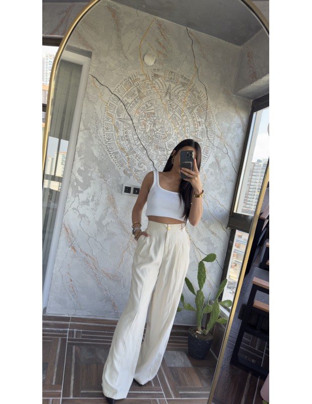 Pervin Çelik Kadın Premium Kalite Beyaz Palazzo