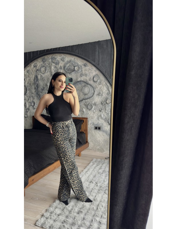   Pervin Çelik Kadın Premium Kalite Orijinal Marka Leopar Jean Pantolon 