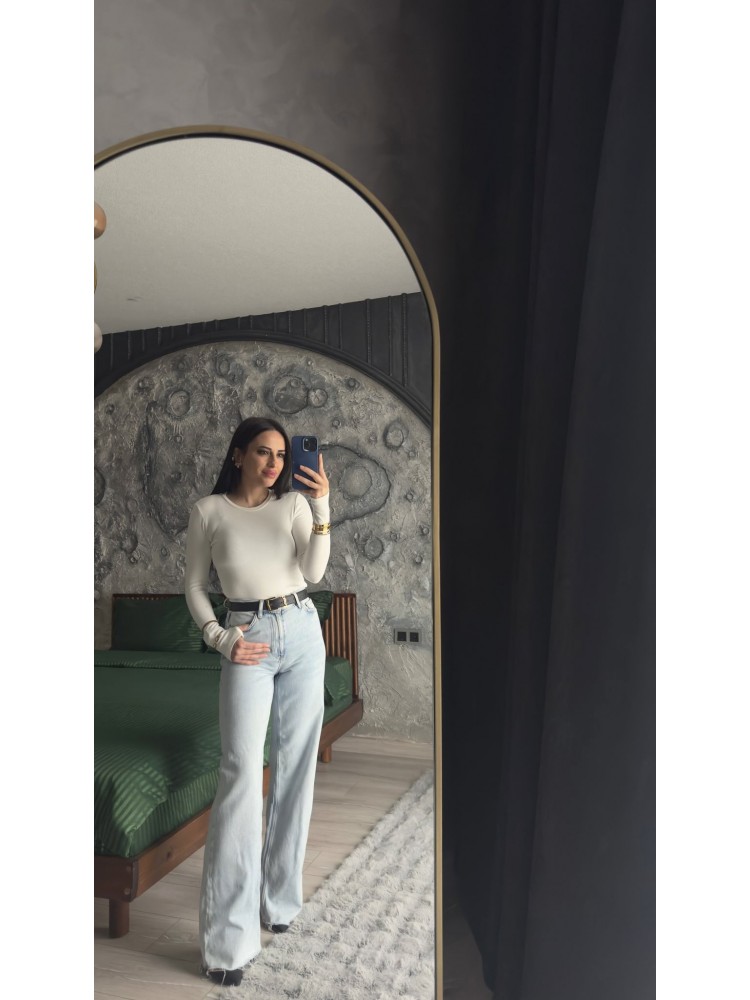 Pervin Çelik Kadın Premium Kalite Buz Mavi Zara Kesik Paça Jean