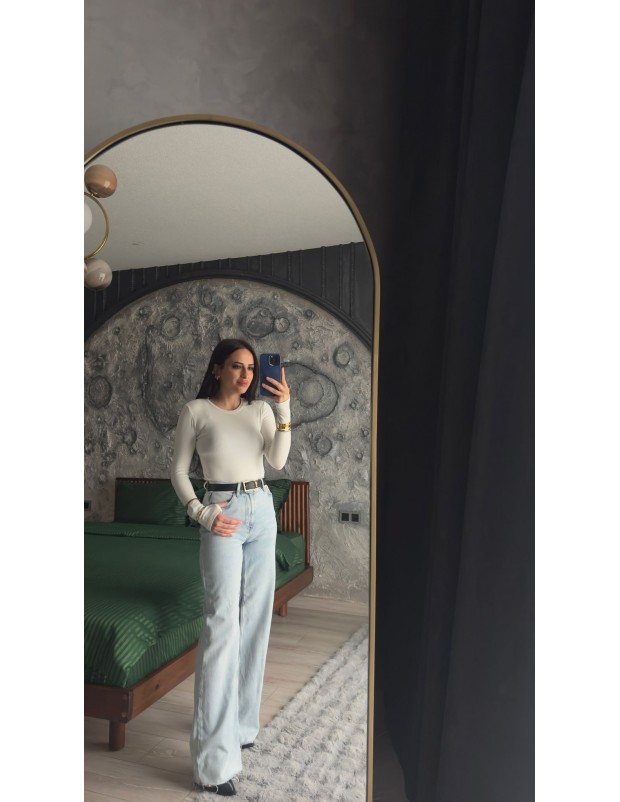 Pervin Çelik Kadın Premium Kalite Buz Mavi Zara Kesik Paça Jean