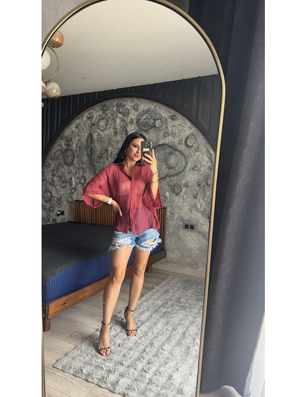 Pervin Çelik Premium Kalite Mavi Yırtık Detaylı Jean Şort