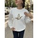 Beyaz Orijinal Marka Kuş Detaylı Sweatshirt