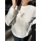 Beyaz Orijinal Marka Nakış Kuş Detaylı Sweatshirt