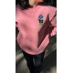 Pembe Orijinal Marka Nakış Ayıcık Detaylı Sweatshirt