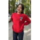 Kırmızı Orijinal Marka Nakış Ayıcık Detaylı Sweatshirt