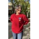 Kırmızı Orijinal Marka Nakış Ayıcık Detaylı Sweatshirt