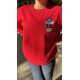 Kırmızı Orijinal Marka Nakış Ayıcık Detaylı Sweatshirt