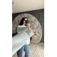 Pervin Çelik Kadın Premium Kalite Bisiklet Yaka Bebe Mavisi Düz Basic Şardonlu Sweatshirt