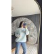 Pervin Çelik Kadın Premium Kalite Bisiklet Yaka Bebe Mavisi Düz Basic Şardonlu Sweatshirt