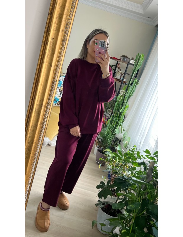 Bordo Modal Kumaş Eşofman Takım