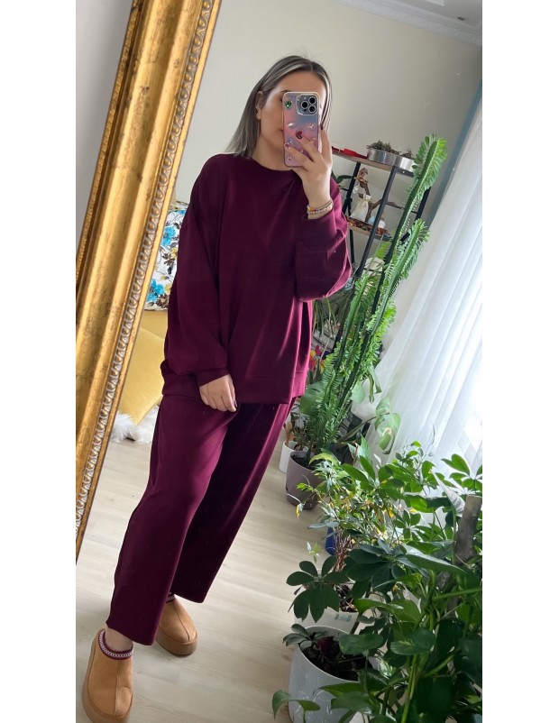 Bordo Modal Kumaş Eşofman Takım