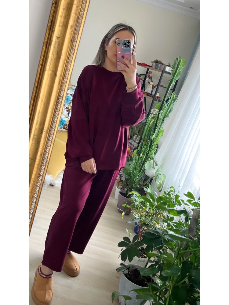 Bordo Modal Kumaş Eşofman Takım