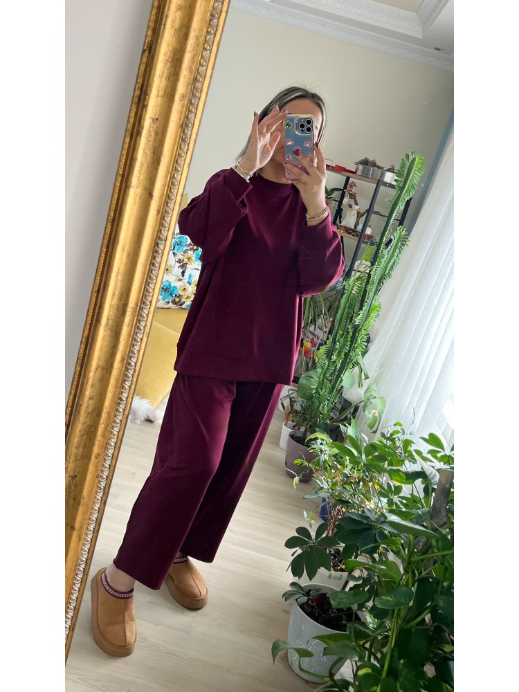 Bordo Modal Kumaş Eşofman Takım