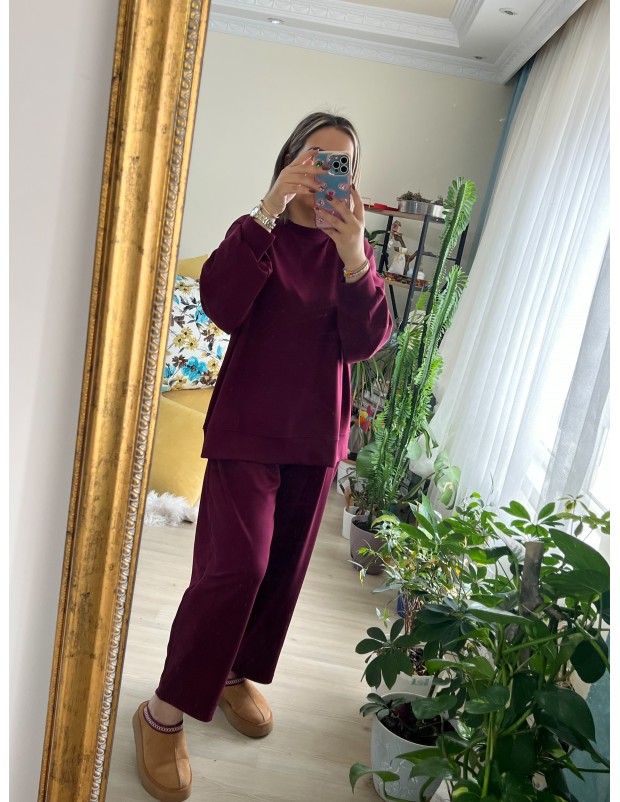 Bordo Modal Kumaş Eşofman Takım