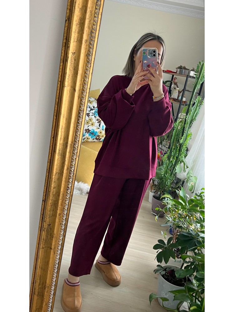 Bordo Modal Kumaş Eşofman Takım